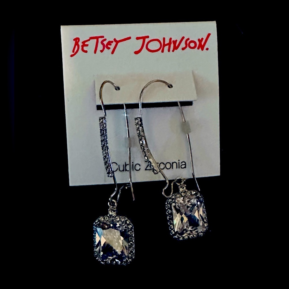 Emerald Cut Drop Cubic Zirconia Earrings